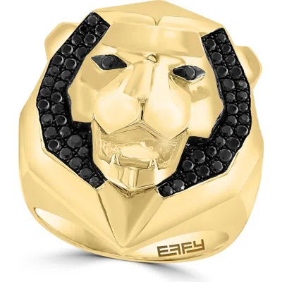 Effy Black Spinel Lion Ring In Gold