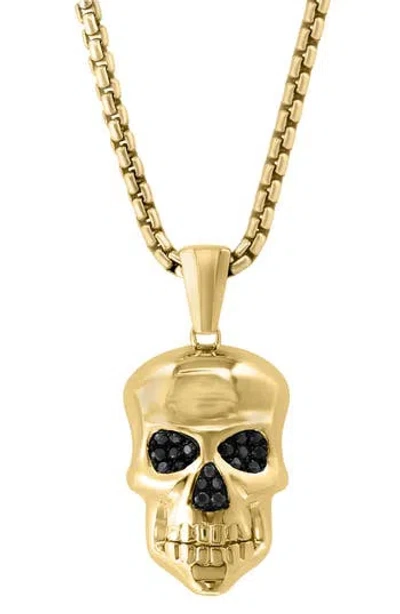Effy Black Spinel Skull Pendant Necklace In Gold
