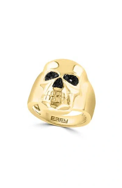 Effy Black Spinel Skull Ring In Gold