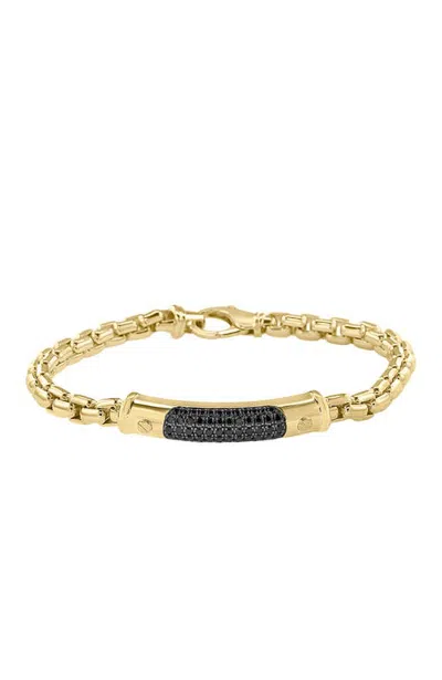 Effy Black Spinel Two-tone Bar Bracelet In Sterling Silver In Gold