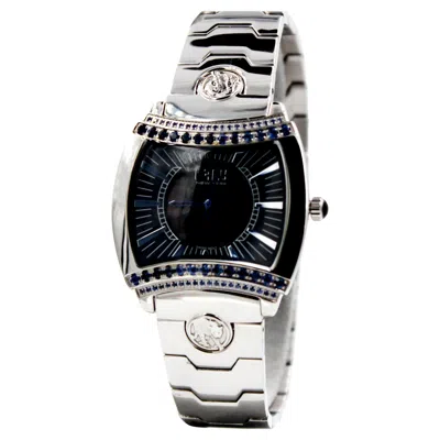 Pre-owned Effy Blue Sapphires & Diamond Pave Dial Luxury Swiss Quartz Bracelet Watch