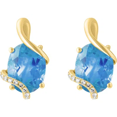 Effy Blue Topaz & Diamond Swirl Stud Earrings In Yellow