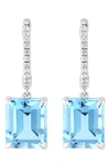 Effy Blue Topaz & White Sapphire Drop Huggie Hoop Earrings In Metallic