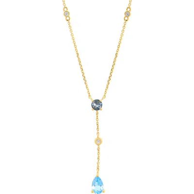 Effy Blue Topaz, London Blue Topaz & Diamond Y-necklace In Gold