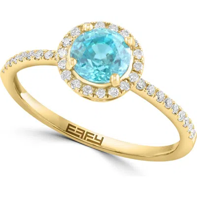 Effy Blue Zircon & Diamond Ring In Yellow Gold/blue