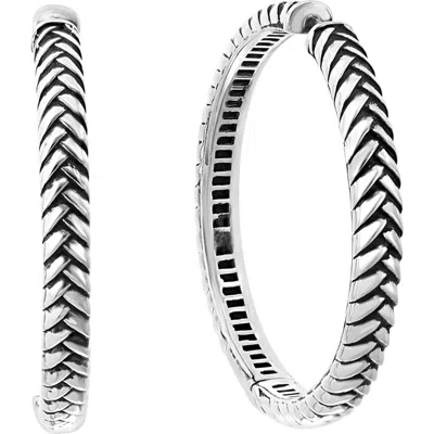 Effy Braid Hoop Earrings In Silver