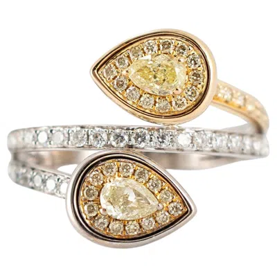 Pre-owned Effy Canare 18k Two Tone Gold White & Yellow Gold 0.75ctw Diamond Cocktail Ring