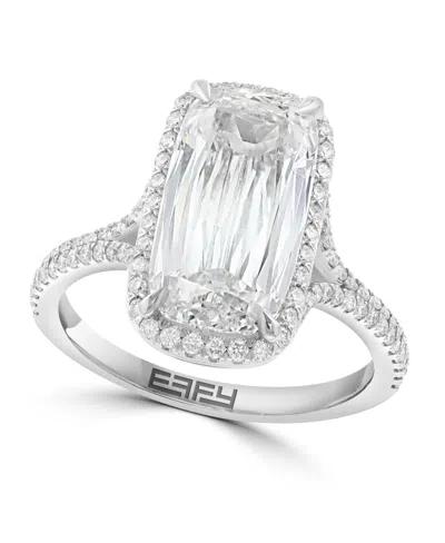Effy Certified Lab Grown Diamond Cushion-cut Ring (5-1/3 Ct. T.w.) In 14k White Gold In Metallic