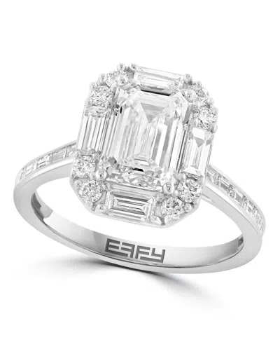 Effy Certified Lab Grown Diamond Halo Ring (2-7/8 Ct. T.w.) In 14k White Gold In Silver