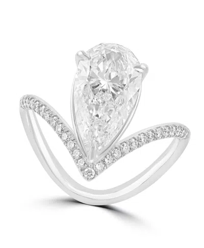Effy Certified Lab Grown Diamond Pear (3-1/5 Ct. T.w.) Ring In 14k White Gold In Silver