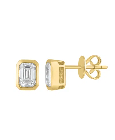 Effy Certified Lab Grown Emerald Cut Diamond Earrings (1-3/8 Ct. T.w.) In 14k Yellow Gold