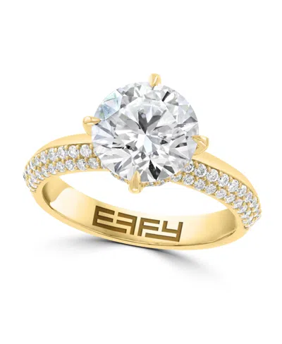 Effy Certified Round Lab Grown Diamond Ring (3-1/3 Ct. T.w.) In 14k Yellow Gold