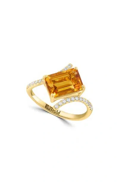 Effy Citrine & Diamond Bypass Ring In Gold
