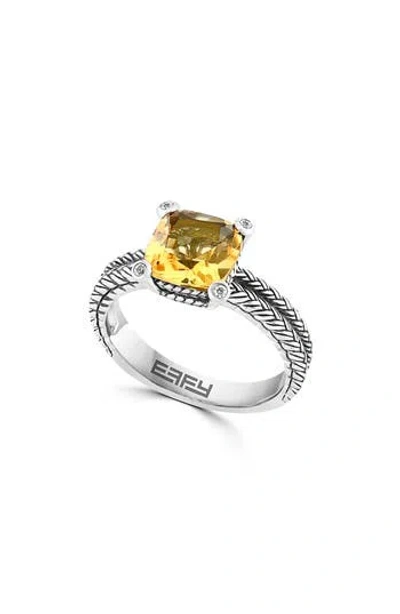 Effy Citrine & White Topaz Ring In Silver