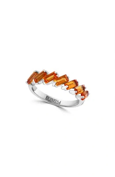 Effy Citrine Baguette Stacking Ring In Silver