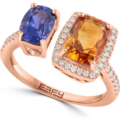 Effy Citrine Tanzanite & Diamond Ring In Rose Gold/multi