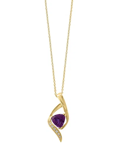 Effy Collection Amethyst (1-3/8 Ct. T.w.) & Diamond (1/20 Ct. T.w.) Pendant Necklace In Gold Over Sterling Silver In Yellow Gold