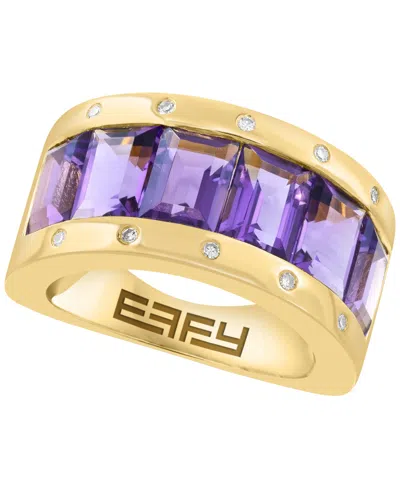 Effy Collection Amethyst (5-5/8 Ct. T.w.) And Diamond Ring (1/20 Ct. T.w.) In 14k Yellow Gold Over Silver