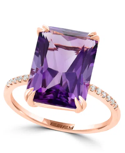 Effy Collection Amethyst (7-1/6 Ct. T.w.) & Diamond (1/20 Ct. T.w.) Ring In 14k Rose Gold (also In Blue Topaz, Onyx,