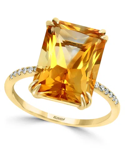 Effy Collection Amethyst (7-1/6 Ct. T.w.) & Diamond (1/20 Ct. T.w.) Ring In 14k Rose Gold (also In Blue Topaz, Onyx, In Citrine