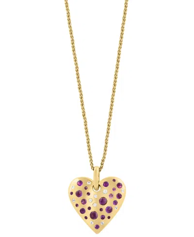 Effy Collection Amethyst And Zircon Heart Pendant Necklace (1-1/6 Ct. T.w.) In 14k Yellow Gold Over Sterling Silver In Multi