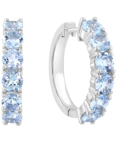 Effy Collection Aquamarine Hoop Earrings (2-7/8 Ct. T.w.) In Sterling Silver
