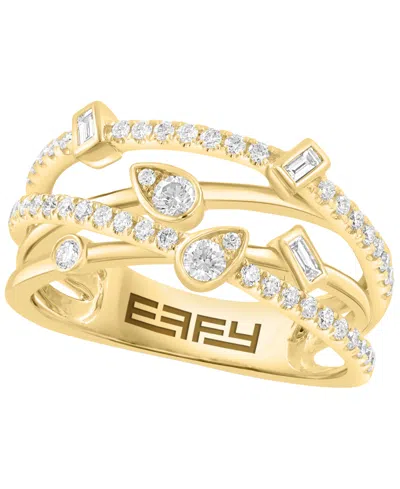 Effy Collection Baguette And Round Diamond Ring (1/2 Ct. T.w.) In 14k Yellow Gold