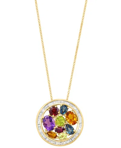 Effy Collection Birthstone Diamond And Multi-gemstone Necklace (3/8 Ct. T.w.) In 14k Yellow Gold