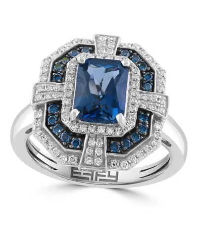 Effy Collection Blue Diamond And London Blue Topaz Ring (1/2 Ct. T.w.) In 14k White Gold In Multi