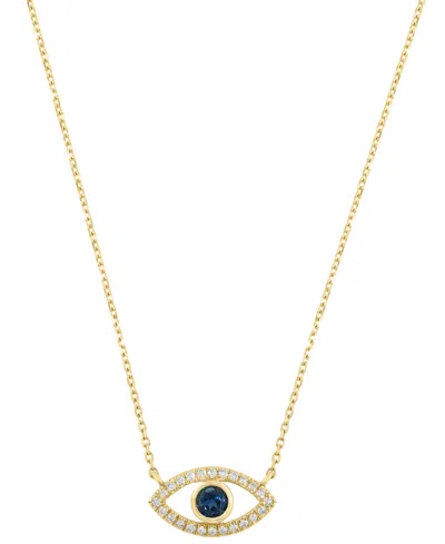 Effy Collection Blue Topaz (1/6 Ct. T.w.) & Diamond (1/10 Ct. T.w.) Pendant Necklace In 14k Yellow Gold (also In Mul