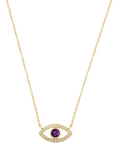 Effy Collection Blue Topaz (1/6 Ct. T.w.) & Diamond (1/10 Ct. T.w.) Pendant Necklace In 14k Yellow Gold (also In Mul In Amethyst