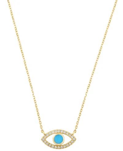 Effy Collection Blue Topaz (1/6 Ct. T.w.) & Diamond (1/10 Ct. T.w.) Pendant Necklace In 14k Yellow Gold (also In Mul In Turquoise