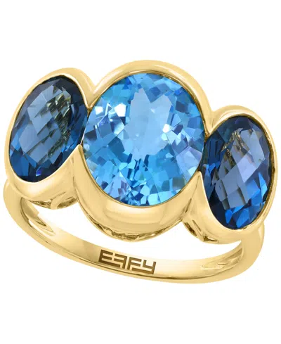 Effy Collection Blue Topaz (4-1/3 Ct. T.w.) And London Blue Topaz Ring (3-3/8 Ct. T.w.) In 14k Yellow Gold Over Silv