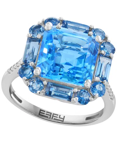 Effy Collection Blue Topaz And Diamond Ring (5-1/2 Ct. T.w.) In 14k White Gold
