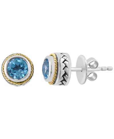 Effy Collection Blue Topaz Earrings (1-1/4 Ct. T.w.) In Sterling Silver With 18k Yellow Gold Plating In Multi