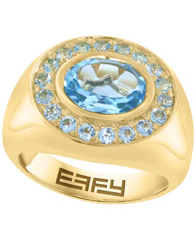 Effy Collection Blue Topaz Ring (3-5/8 Ct. T.w.) In 14k Yellow Gold Over Silver