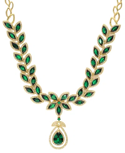 Effy Collection Brasilica By Effy Emerald (11-3/4 Ct. T.w.) And Diamond (2-3/4 Ct. T.w.) Pendant Necklace In 14k Gol In Emerald,yellow Gold