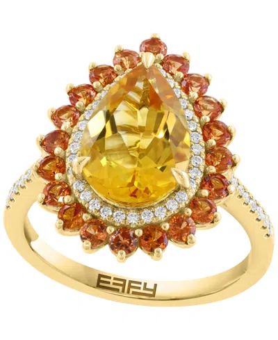 Effy Collection Citrine (3-3/5 Ct. T.w.) & Diamond (3-5/8 Ct. T.w.) Ring In 14k Yellow Gold