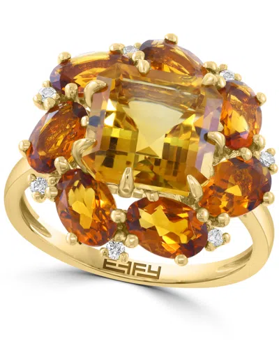 Effy Collection Citrine (6-5/8 Ct. T.w.) And Ring Diamond (1/6 Ct. T.w.) In 14k Yellow Gold