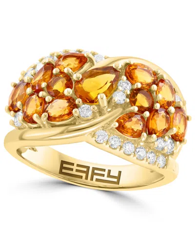 Effy Collection Citrine And Diamond Ring (2-7/8 Ct. T.w. Citrine And 3/8 Ct. T.w. Diamond) In 14k Yellow Gold