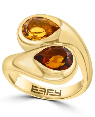 Effy Collection Citrine Cocktail Ring (2-7/8 Ct. T.w.) In 14k Yellow Gold Over Sterling Silver In Multi