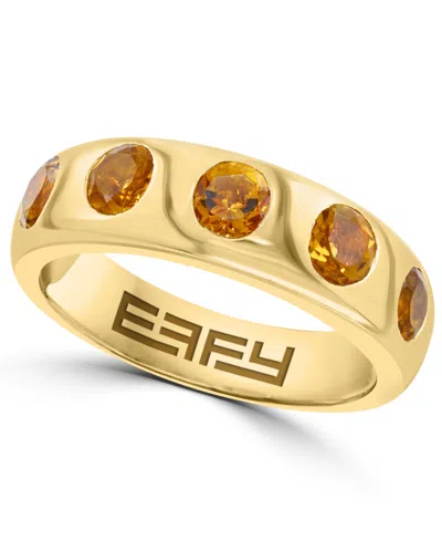 Effy Collection Citrine Ring (1/20 Ct. T.w.) In 14k Yellow Gold Over Sterling Silver