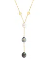 Effy Collection Effy Cultured Black & Tahitian Pearl (9mm) & White Cultured South Sea Pearl (8mm) Necklace In 14k Ye In 14k Gold