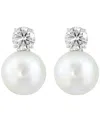 Effy Collection Cultured Freshwater Pearl (10mm) And Lab Grown Diamond (1 Ct. T.w.) Stud Earrings In Sterling Silver In Gold