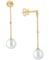 Effy Collection Cultured Freshwater Pearl (7.5mm) & Diamond Accent Drop Earrings In 14k Yellow Gold In 14k Gold