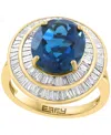 Effy Collection Diamond (1-1/20 Ct. T.w.) And London Blue Topaz (6 Ct. T.w.) Ring In 14k Yellow Gold In Multi