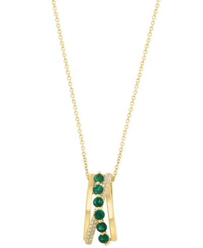 Effy Collection Diamond (1/10 Ct. T.w.) & Emerald (5/8 Ct. T.w.) Pendant Necklace In 14k Yellow Gold
