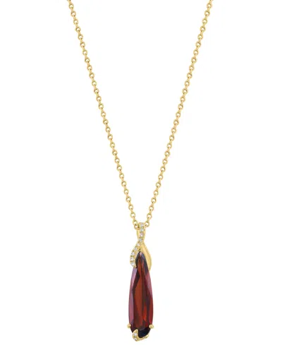Effy Collection Diamond (1/10 Ct. T.w.) & Garnet (3-3/8 Ct. T.w.) Pendant Necklace In 14k Yellow Gold