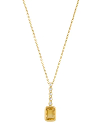 Effy Collection Diamond (1/10 Ct. T.w.) & Madeira Citrine (7/8 Ct. T.w.) Pendant Necklace In 14k Yellow Gold