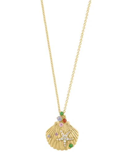 Effy Collection Diamond (1/10 Ct. T.w.) & Multi Gemstones (1/4 Ct. T.w.) Pendant Necklace In 14k Yellow Gold